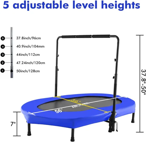 Miniatura 5 de Trampolín para niños, trampolín para niños pequeños, deportes de interior y juegos al aire libre, 56 pulgadas, capacidad de 220 libras