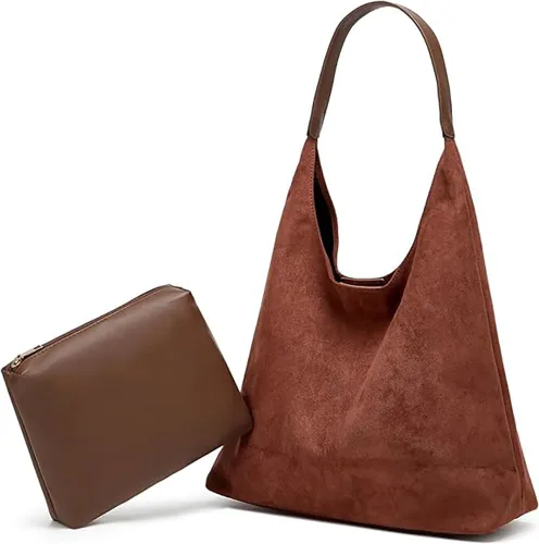 Miniatura 10 de Bolsos de ante modernos para mujer Bolsos de trabajo Bolsos de ante retro Bolso de mano holgado para viajes Bolso de oficina Bolso universitario 2025