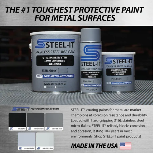 Miniatura 6 de Steel-It Aerosol de poliuretano 1002D, revestimientos de pintura industrial, soldable, fácil de aplicar, gris acero (paquete de 1)