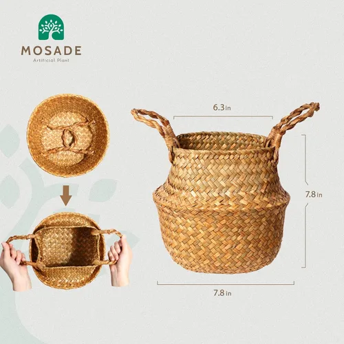 Miniatura 6 de MOSADE Árbol de olivo artificial de 7 pies de planta de seda de olivo artificial y canasta de hierba marina hecha a mano, árbol de seda topiario