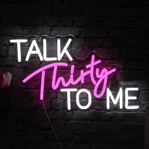 Miniatura 2 de Letrero de neón con texto en inglés "Talk Thirty To Me", regulable, 30 cumpleaños, luz de neón, palabras de neón para decoración de pared, letreros