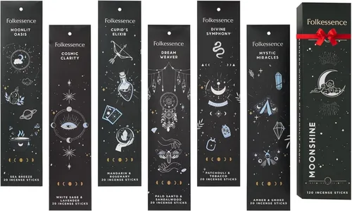 Miniatura 13 de Folkulture Varillas de incienso (120 varillas) Juego de 6 incienso premium para relajación, aromaterapia, sin carbón, orgánico, no tóxico, 45