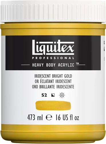Liquitex Professional Heavy Body - Pintura acrílica en pote de 16 oz (473 ml), oro brillante iridescente Oro brillante iridiscente