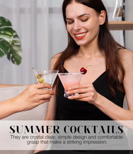 Miniatura 7 de LUNA & MANTHA - Juego de 4 vasos de Martini sin tallo, vasos de cóctel de Martini para Margarita, Manhattan, Cosmopolitan, bar en casa, fiestas