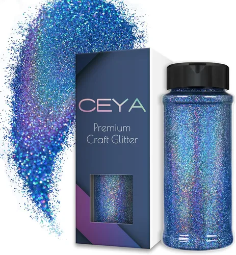 Miniatura 11 de Ceya 110g/ 3.8oz Polvo de Purpurina Holográfica Ultra Fina Láser Verde 1/128” 0.008” 0.2mm para Slime, Resina Epoxy, Manualidades, Vaso, Joyería