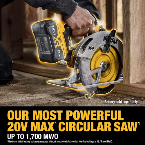 Miniatura 8 de DEWALT Sierra circular inalámbrica sin escobillas de 20 V MAX XR de 7-1/4 pulgadas, solo herramienta (DCS590B)