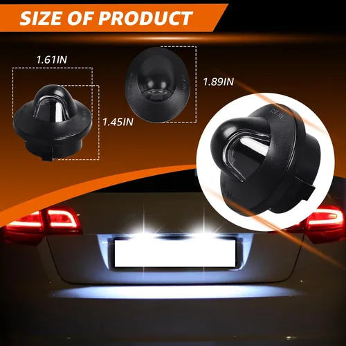 Miniatura 2 de Kit de luces LED para matrícula con 2 bombillas LED, 2 arneses de cables, 2 carcasas negras, reemplazo de montaje de lámpara de etiqueta para Ford