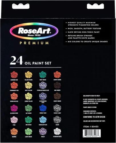 Miniatura 2 de RoseArt Pintura al óleo de alta calidad, juego de 24 colores, pinturas al óleo pigmentadas de máxima resistencia para artistas casuales a
