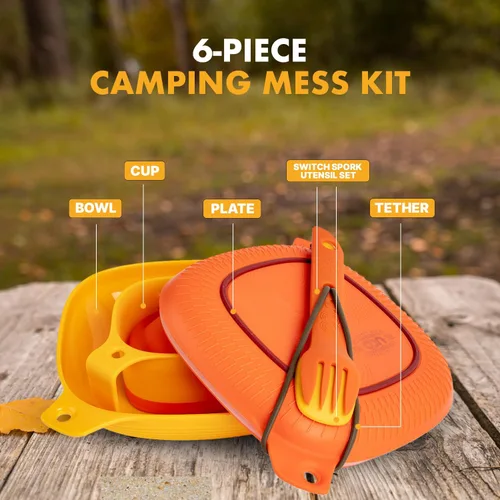 Miniatura 2 de UCO Kit de desorden de camping con cuenco, plato, taza plegable e interruptor de camping Spork Amanecer retro