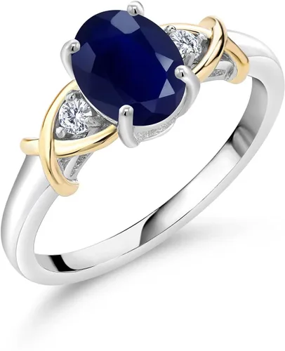 Miniatura 123 de Anillo de compromiso de oro amarillo de 10 quilates y plata 925 con piedra natal y diamantes cultivados en laboratorio para mujer, ovalado de 0.315