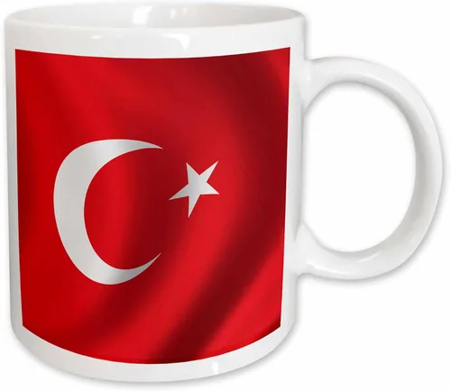 Miniatura 9 de 3dRose (mug_155075_4) Bandera de la bandera de Turquía país nacional turco ondeando media luna - Taza negra de dos tonos, 11 oz Negro