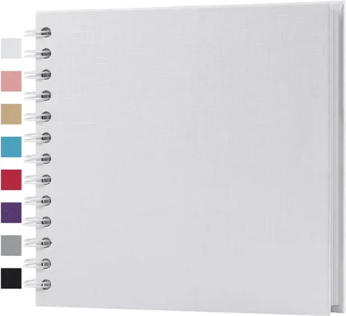 Miniatura 37 de potricher Álbum de scrapbook DIY de 10 x 10 pulgadas, 80 páginas de papel kraft grueso negro en blanco, libro de recuerdos para bodas y aniversarios