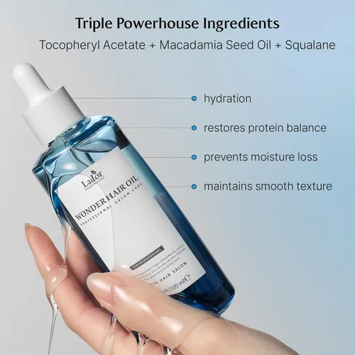 Miniatura 6 de LA'DOR LADOR Wonder - Aceite para el cabello, antiencrespamiento, sin enjuague, ligero y sin enjuague, aceite de aguacate y argán de escualano