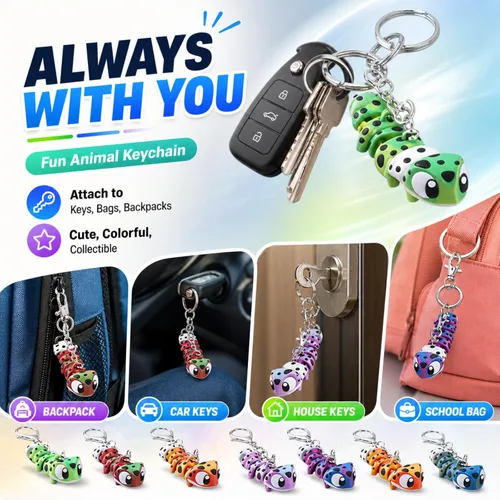 Miniatura 3 de Novabright 24 piezas 3D impreso leopardo Gecko llavero mini animal articulado flexible Fidget lindo regalo divertido para recuerdos de fiesta