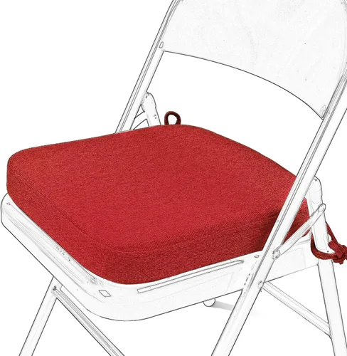 Miniatura 13 de SINOSSO Cojín de espuma viscoelástica para silla plegable, 1 unidad, almohadilla cuadrada gruesa de 2 pulgadas para silla de cocina con lazos, cojín
