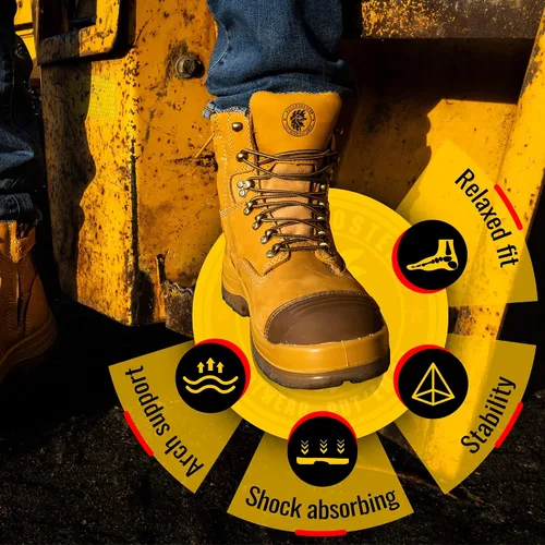 Miniatura 4 de ROCKROOSTER Botas de trabajo para hombre, 7 pulgadas, punta de acero, cremallera lateral, zapatos de cuero aceitado de seguridad antideslizantes