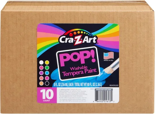 Miniatura 7 de Cra-Z-Art POP! Pintura de témpera lavable de neón para niños, paquete a granel de 10 unidades, colores fluorescentes surtidos, juego de pintura