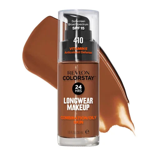 Miniatura 16 de Base líquida de Revlon ColorStay Maquillaje facial para piel mixta y grasa, SPF 15, cobertura media-completa con acabado mate, beige solar (392), 1