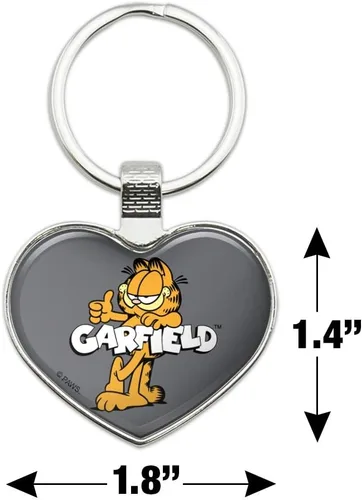 Miniatura 2 de GRAPHICS & MORE Garfield with Logo Keychain Heart Love Metal Key Chain Ring