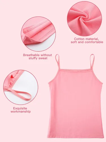 Miniatura 3 de SATINIOR Camiseta sin mangas de baile para niñas, 4 piezas, con tirantes delgados, para bailar