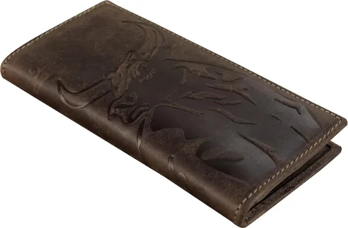 Miniatura 6 de ELIZO Long Wallets for Men REAL Leather Rodeo Wallet Thin Wallet Slim Wallet RFID Blocking Credit Card Holder Wallet - Whiskey