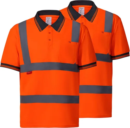 Miniatura 11 de ProtectX Camiseta de seguridad reflectante de manga corta de alta visibilidad, camisas de alta visibilidad transpirables resistentes para hombres