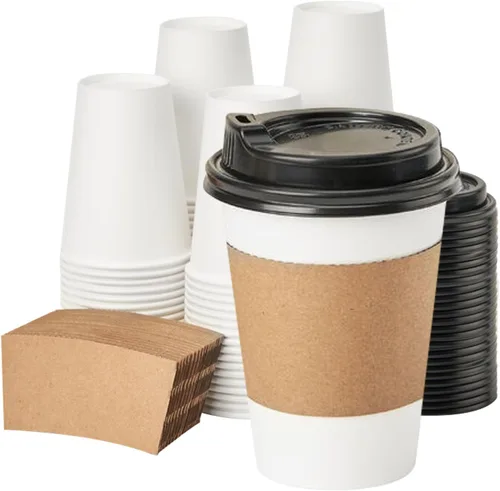 Miniatura 15 de RACETOP Paquete de 100 tazas de café de 12 onzas, tazas de café desechables, vasos de papel Kraft, tazas calientes sin blanquear para el hogar