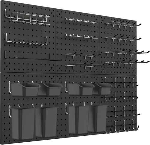 Miniatura 11 de Kit de Tablero de Clavijas Daanxw, Incluye Tablero y Accesorios, con Ganchos y Contenedores, Organizador de Pared para Oficina, Exhibición de Blanco