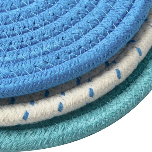 Miniatura 6 de Juego de 3 soportes para ollas de cocina, juego de salvamanteles 100% algodón puro tejido de hilo, juego de soportes para ollas calientes