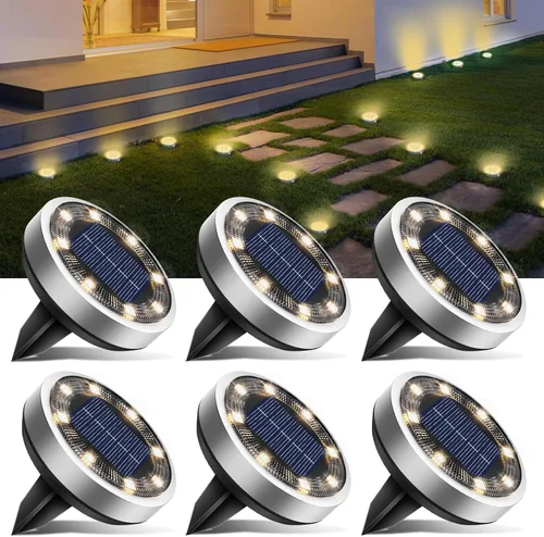 Miniatura 17 de btfarm 16 Pack Solar Lights Outdoor, 8 LED Solar Ground Lights IP65 Waterproof Flat Solar Disc Light, Pathway Lights for Garden Patio Yard Christmas