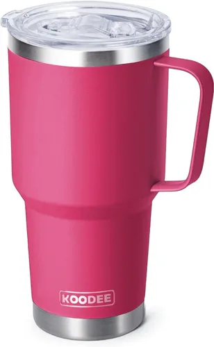 Miniatura 36 de Koodee - Vaso delgado de acero inoxidable de 20 onzas (4 unidades) aislado con doble pared, vaso de agua con 4 tapas, 4 popotes y 2 cepillos