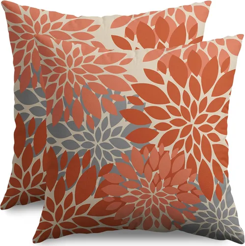 Miniatura 65 de Fundas de Almohada Azul Aguamarina 16X16 Pulgadas Juego de 2, Flores de Dalia Primavera Verano Floral Crema Fundas de Almohada Decorativas
