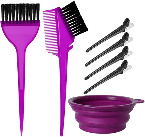 Miniatura 13 de Juego de brochas y tazones de color para teñir el cabello, juego de brochas de color para mezclar tazón, peine para teñir el cabello (negro)