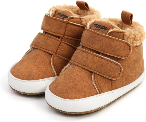 Miniatura 4 de COSANKIM Botines para bebé, zapatos de invierno para niña, forro de piel cálida, antideslizantes, con cordones, para recién nacidos, zapatos de cuna