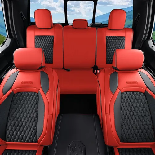 Miniatura 16 de Coverado Fundas de Asientos de Automóvil Juego Completo, Fundas de Asientos de Automóvil de Cuero Impermeables para Dodge RAM 1500 Compatible