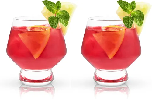 Miniatura 10 de Viski Raye Copas de ponche de cristal con patas juego de 2 - Juego de regalo de copas de cóctel de vidrio transparente de cristal premium, sin