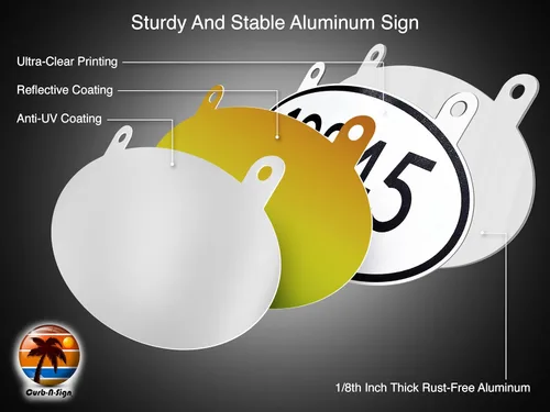Miniatura 6 de Curb N Sign Placas de Números Colgantes para Buzón - Hechas de Material Compuesto de Aluminio - Súper Reflectantes, Opciones de Doble Cara Números