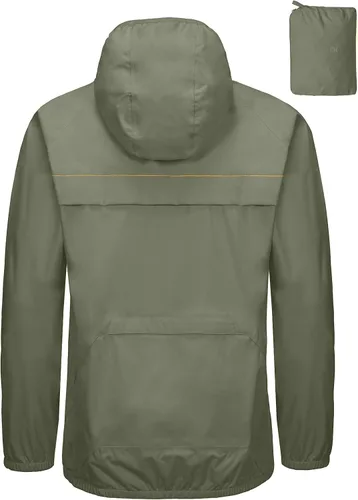 Miniatura 2 de Little Donkey Andy Chaqueta de lluvia elástica para hombre con capucha, resistente al viento y al agua, plegable