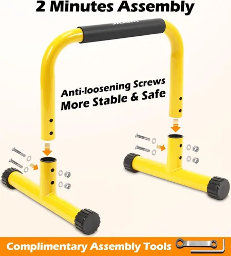 Miniatura 7 de TABEKE Barra de Flexiones, Barras Paralelas de Calistenia de Acero de 14'' de Altura con Mango de Espuma de Cobertura Completa y Barra de Inmersión