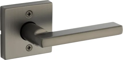 Kwikset Halifax Manija de Puerta Cuadrada Dummy, Palanca de Un Solo Lado para Closets, Puertas Dobles Francesas y Despensa, Palanca Interior