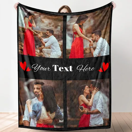 Miniatura 16 de YESCUSTOM Manta personalizada con texto fotográfico, manta personalizada con mis propias imágenes para Navidad, familia, mamá, papá, perro
