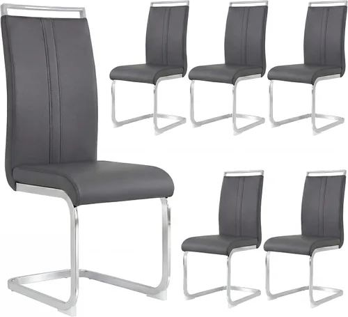 Miniatura 44 de Juego de 2 sillas de comedor modernas con esponja de alta densidad tapizada y patas de metal, sillas para comedor, sillas de comedor de piel
