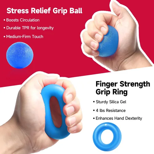 Miniatura 4 de FitBeast - Kit para fortalecer mano y dedos (5 accesorios), fortalece potencia de la mano y dedos y agarre, también fortalece la muñeca Azul claro
