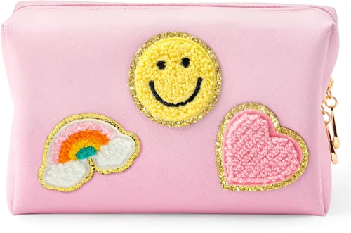 Miniatura 11 de LieToi Preppy Patch - Bolsa pequeña de cosméticos para artículos de tocador, de piel sintética, impermeable, portátil, bolsa organizadora de viaje