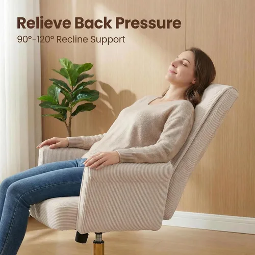 Miniatura 5 de Silla de escritorio de terciopelo con rayas para oficina en casa, silla tapizada moderna ajustable en altura y giratoria con ruedas, silla Silla