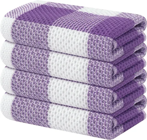 Miniatura 17 de Homaxy Paños de cocina 100% algodón, tejido gofre a cuadros, 12 x 12 pulgadas, toallas para platos súper suaves y absorbentes, de secado rápido