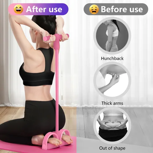 Miniatura 6 de 21 Bandas de Resistencia para Fitness - 4 Tubo Pedal Tira de Tobillo, Bandas Elásticas Mejoradas para Ejercicio de Abdominales, Cuerda de Tensión