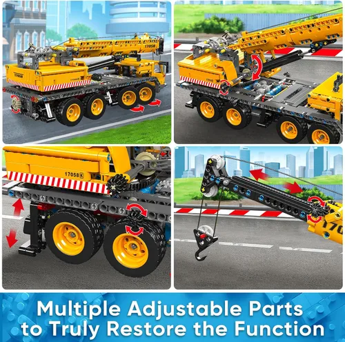Miniatura 5 de Mould King 17058 Kit de bloques de construcción de grúa, modelo de camión grúa de 997 piezas para construir, juguete de construcción DIY