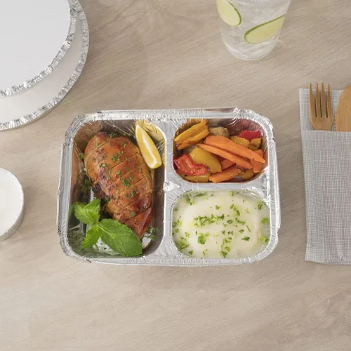 Miniatura 8 de Restaurantware Foil Lux - Recipientes de aluminio para alimentos de 23 onzas, 100 bandejas rectangulares de aluminio, tapas se venden por separado