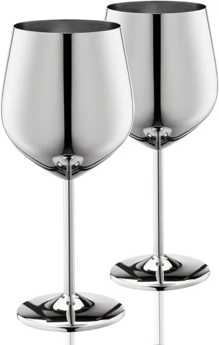 Miniatura 4 de WOTOR Juego de 2 copas de vino de acero inoxidable de 18 onzas, irrompibles y portátiles, copas de vino de metal con tallo para exteriores, viajes
